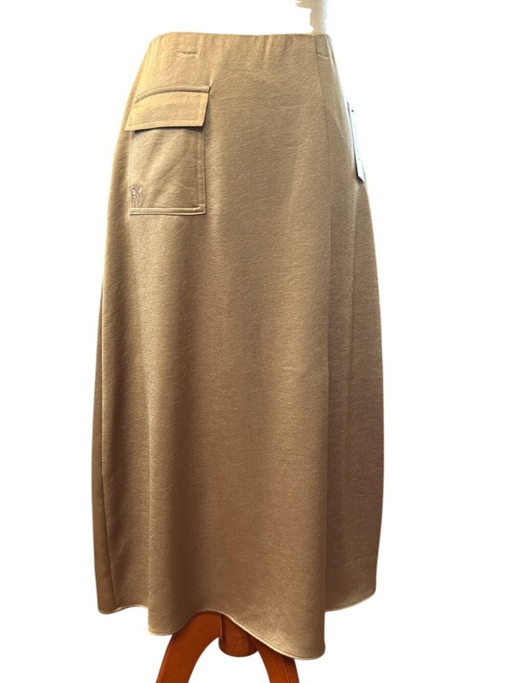 DKNY Womens Satin Cargo Skirt~Size 0~Taupe Pencil High Slit Lined NWT L7 08